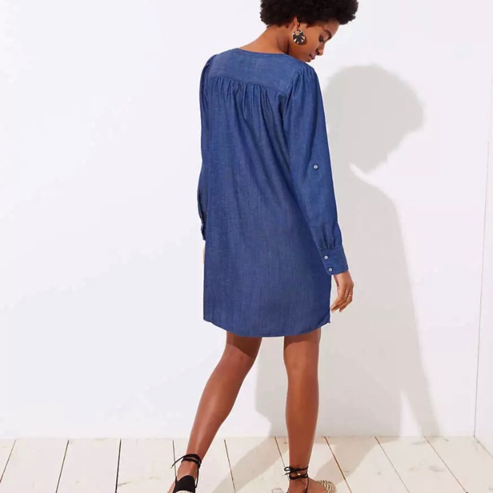 NEW Ann Taylor LOFT Blue Chambray Shirtdress ..